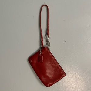Red leather Coach wristlet